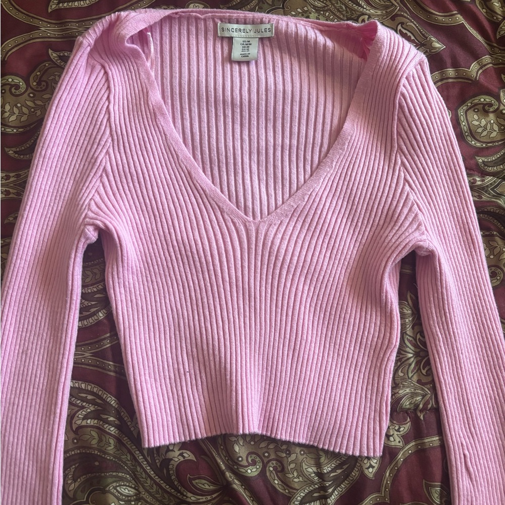 Sincerely Jules Soft Pink Ribbed Top